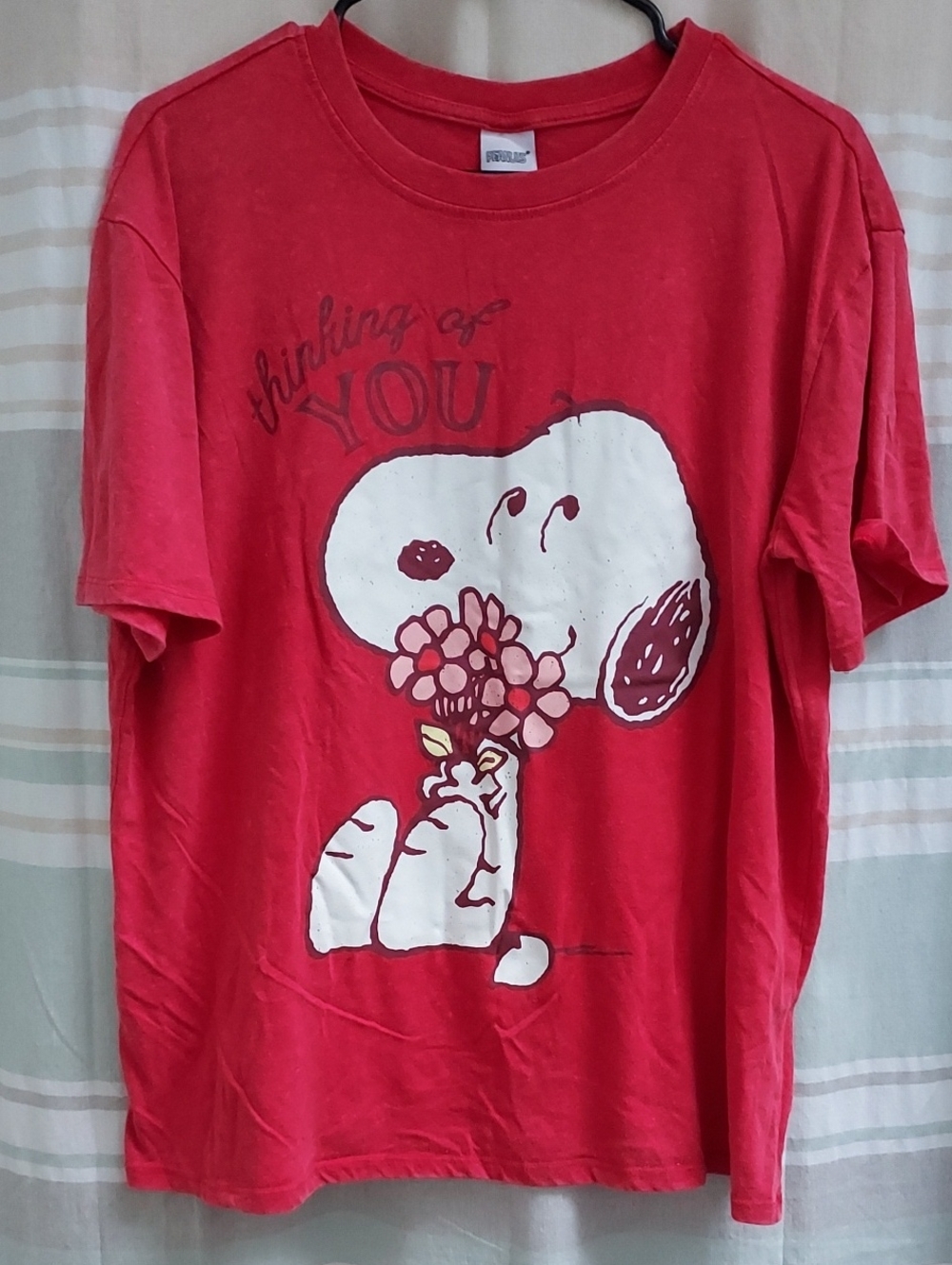Peanuts Red Women's Snoopy Tee with Flowers